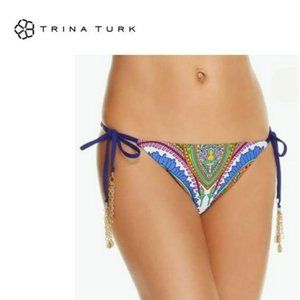 NWT Trina Turk Paisley String Side Tie Bikini Bottom, Size 4